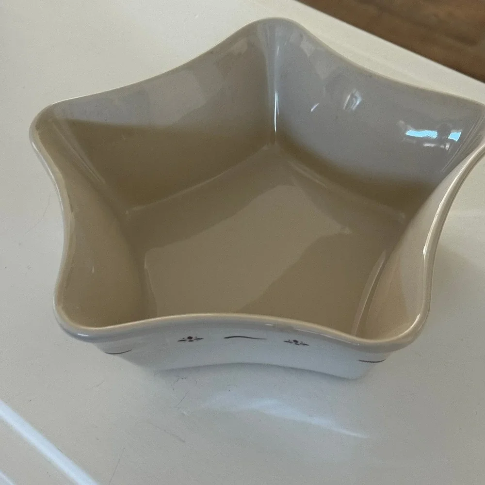 Longaberger Pottery‎ Star Shaped Bowl Woven Traditions Burgundy Oven Dishwasher